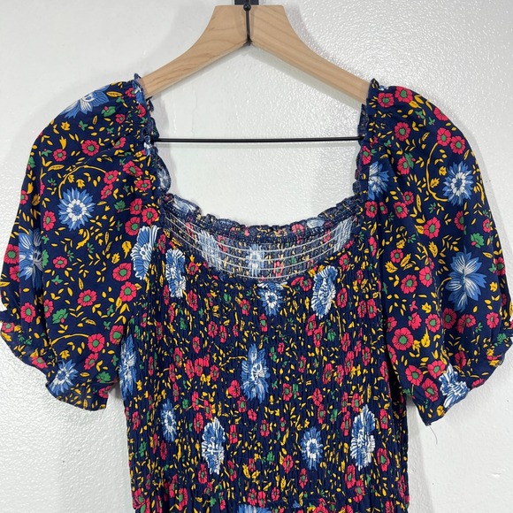 ZESICA Floral Maxi Dress Smocked Bohemian Cottagecore Summer Festival Medium - Picture 6 of 10